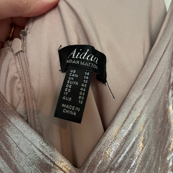 Aidan by Aidan Mattox Size 14 Pleated Pink/Champagnish Colored Dress - Picture 2 of 3